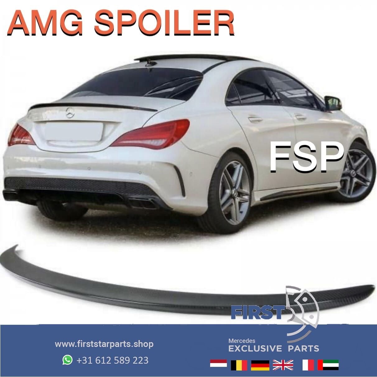 W117 C117 CLA45 AMG LIP ACHTERKLEP SPOILER ZWART Mercedes 45, Gebruikt, Ophalen of Verzenden, Achter, -