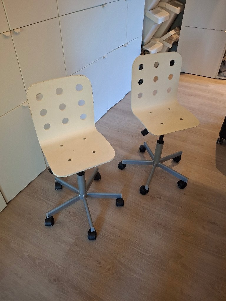2 Bureaustoelen kind wit, Ophalen, Gebruikt, Wit, Bureaustoel