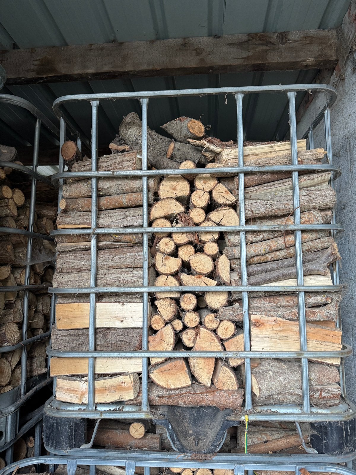 Brandklaar Wilgenhout in IBC-kooi (1,2 m³) – Direct stoken!, Tuin en Terras, Ophalen