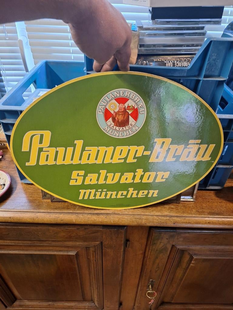 Groot kartonnen bord bier paulamer salvator stempel op de ac, Verzamelen, Ophalen of Verzenden