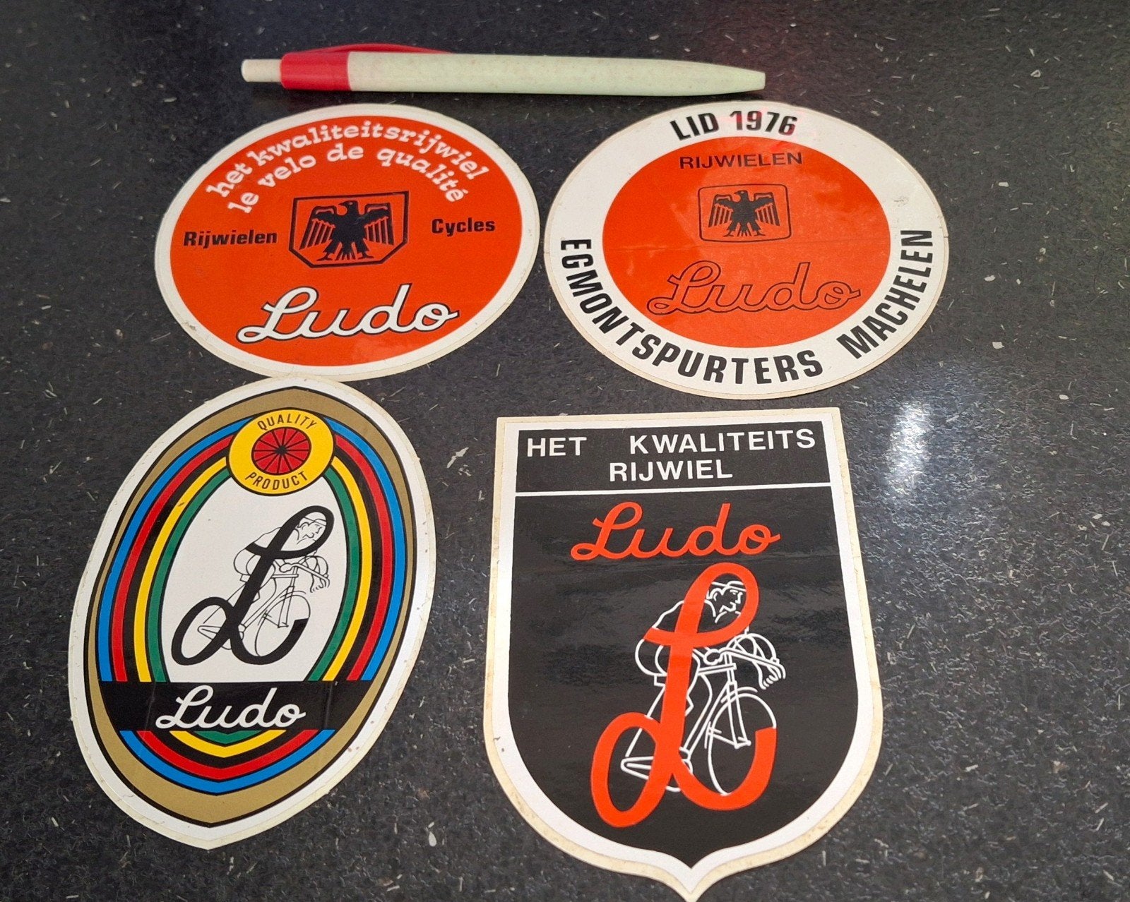 lot stickers Wielrennen fiets merk Ludo rijwielen, Ophalen of Verzenden, Zo goed als nieuw, Merk