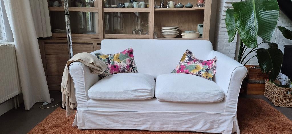 Witte tweezit Ikea, gewassen en gestreken :-), Ophalen, Gebruikt, 150 tot 200 cm, Tweepersoons
