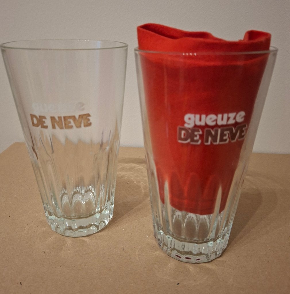 2 x Verre à bière/Geuze De Neve, Enlèvement, Utilisé, Verre à bière