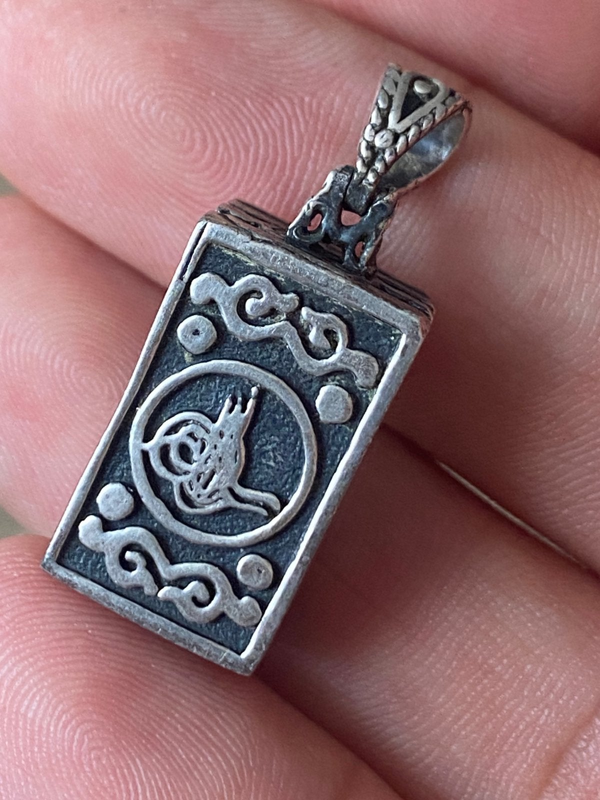 Pendentif amulette en argent ottoman unique — Vintage Tughra, Enlèvement ou Envoi, Comme neuf, Argent, Argent