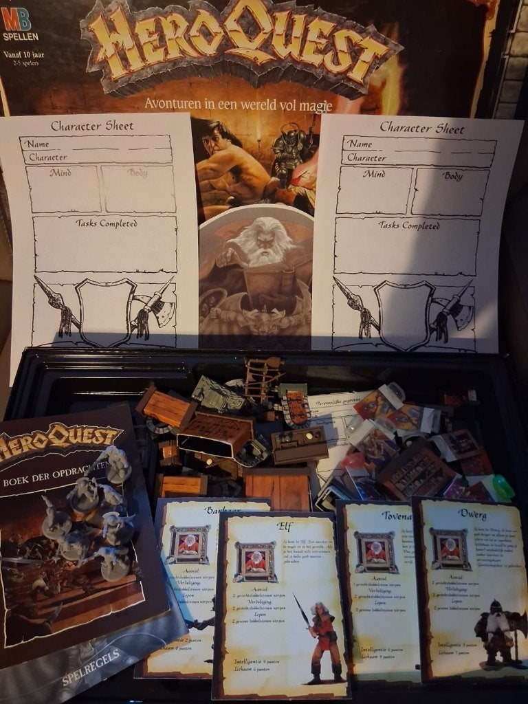 HeroQuest (1990;NL), 1 ou 2 joueurs, Enlèvement ou Envoi, Utilisé, MB spellen