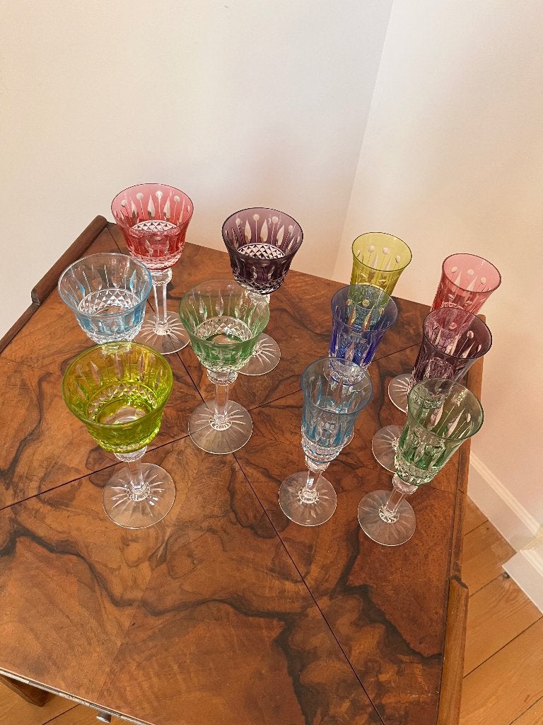 Gekleurde kristallen glazen, Antiek en Kunst, Ophalen