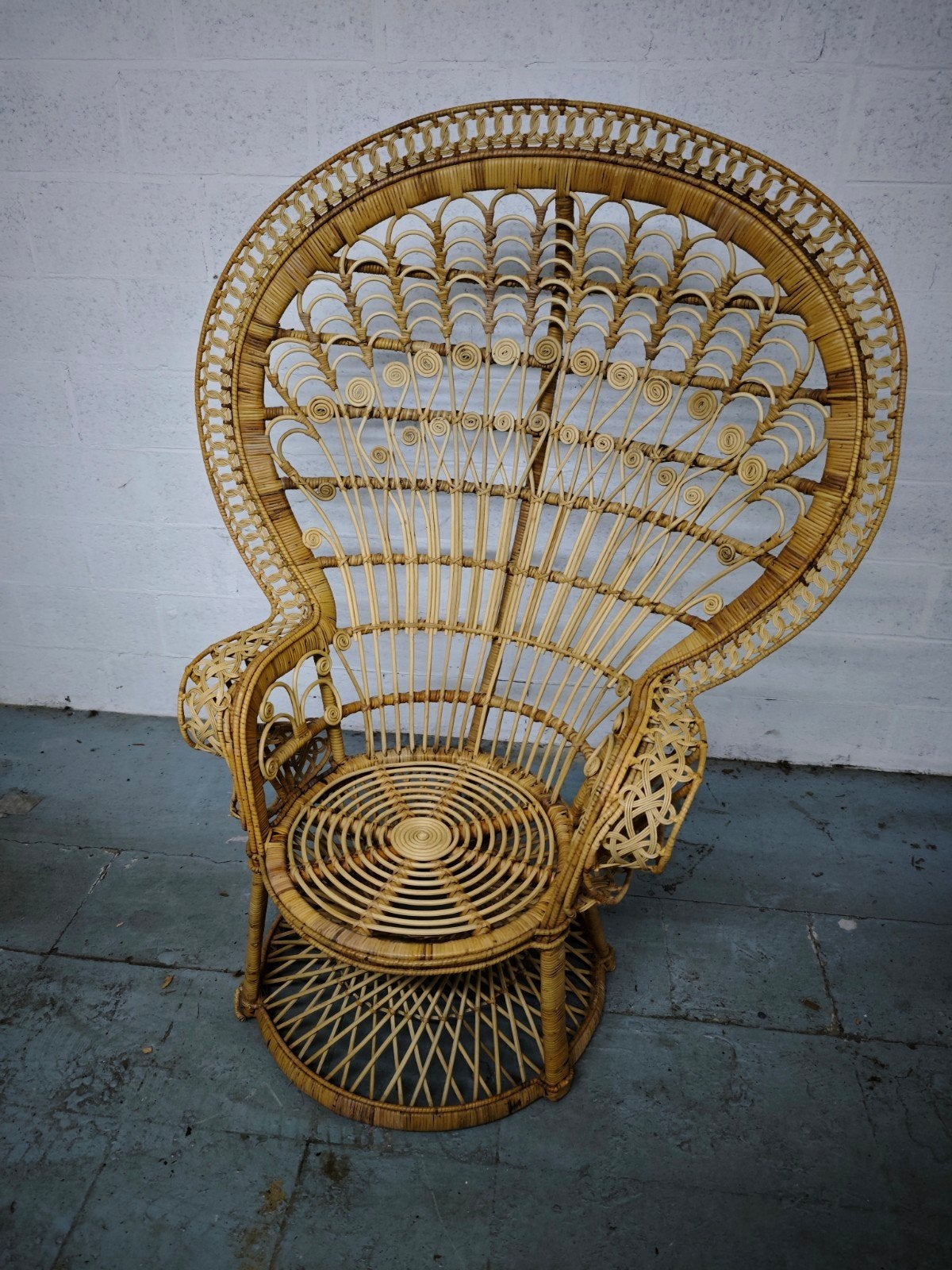 Vintage rotan pauwenstoel – Peacock chair, Ophalen, Gebruikt, Stoel(en)