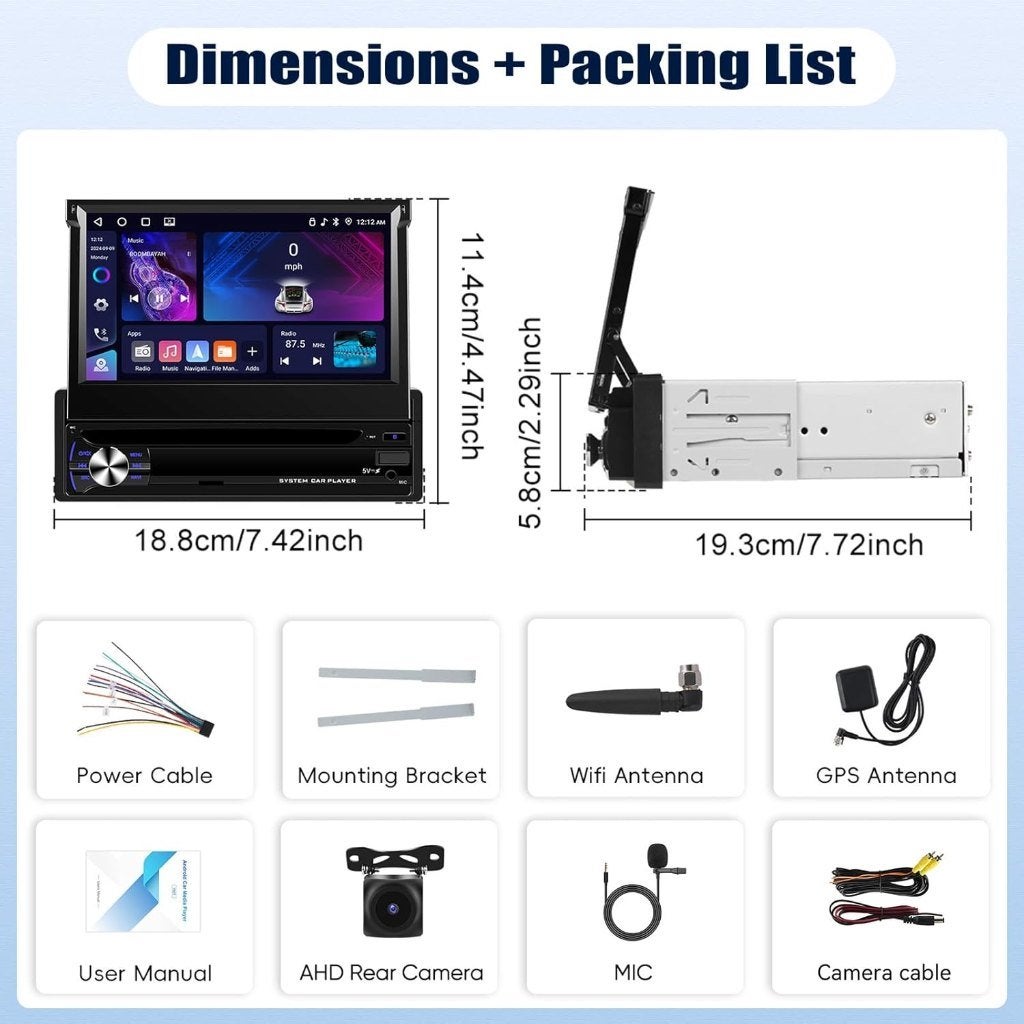 Autoradio 1 DIN Android 13 4+64G, Enlèvement ou Envoi, Neuf