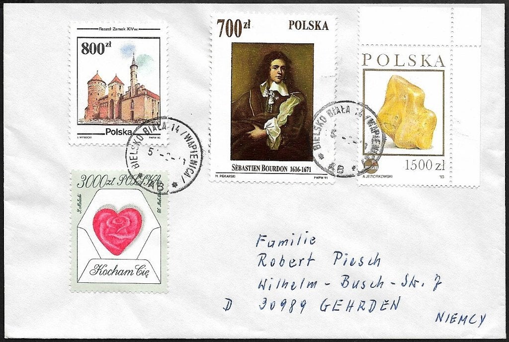 1995 - POLEN - Cover + Michel 3303+3363+3426+3433, Verzenden, Polen, Gestempeld
