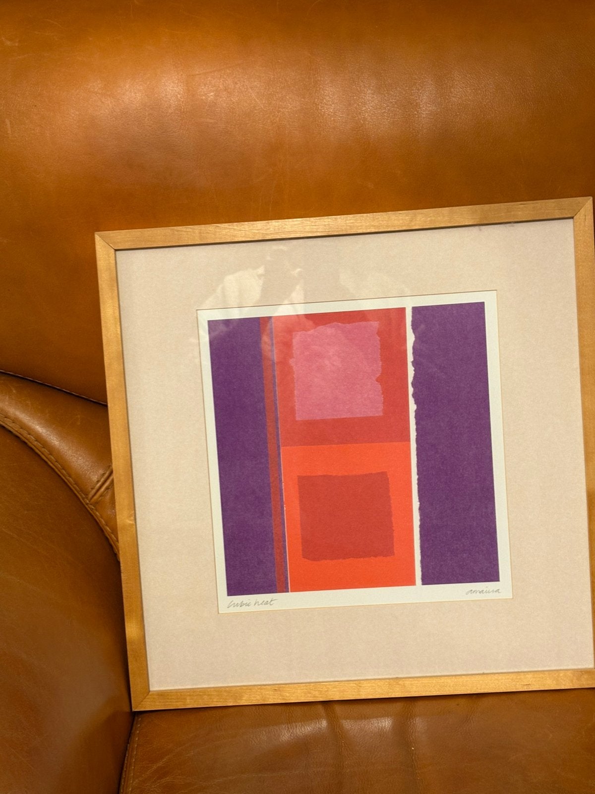 Art vintage encadré IKEA « Cubic Heat » d'Amaina (1990), Antiquités & Art, Signé, Abstrait, Enlèvement, Lithographie