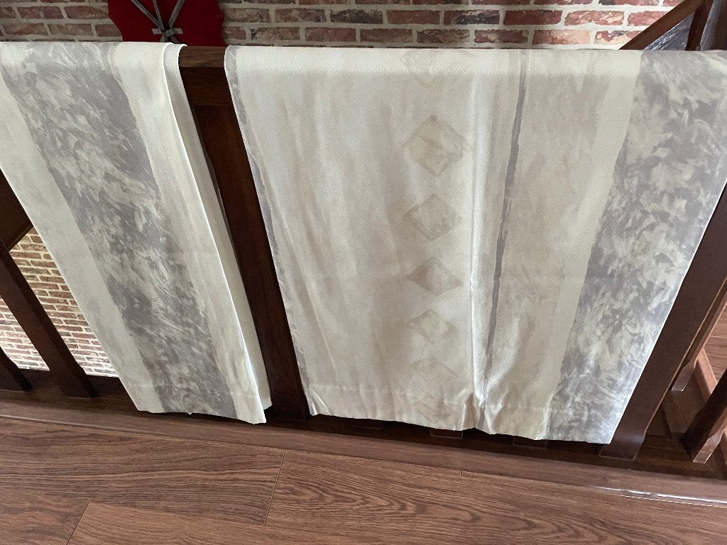 Rideaux, tentures jaune clair, gris et blanc, Maison & Meubles, Enlèvement, Utilisé, Autres couleurs