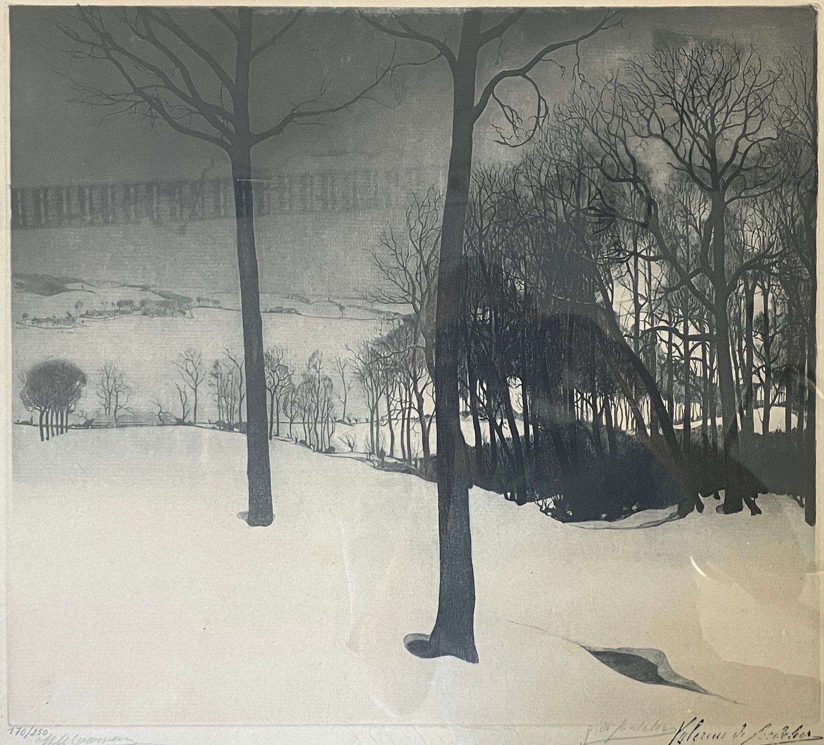 Ets Jan De Cooman (1893-1949) Sneeuwlandschap, Antiek en Kunst, Ophalen, Ets