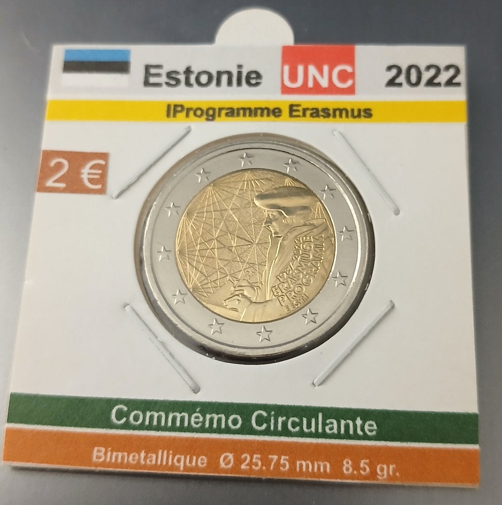 ESTONIE 2 €uros programme Erasmus année 2022 UNC, Postzegels en Munten, Munten | Europa | Euromunten, Verzenden, Estland, 2 euro