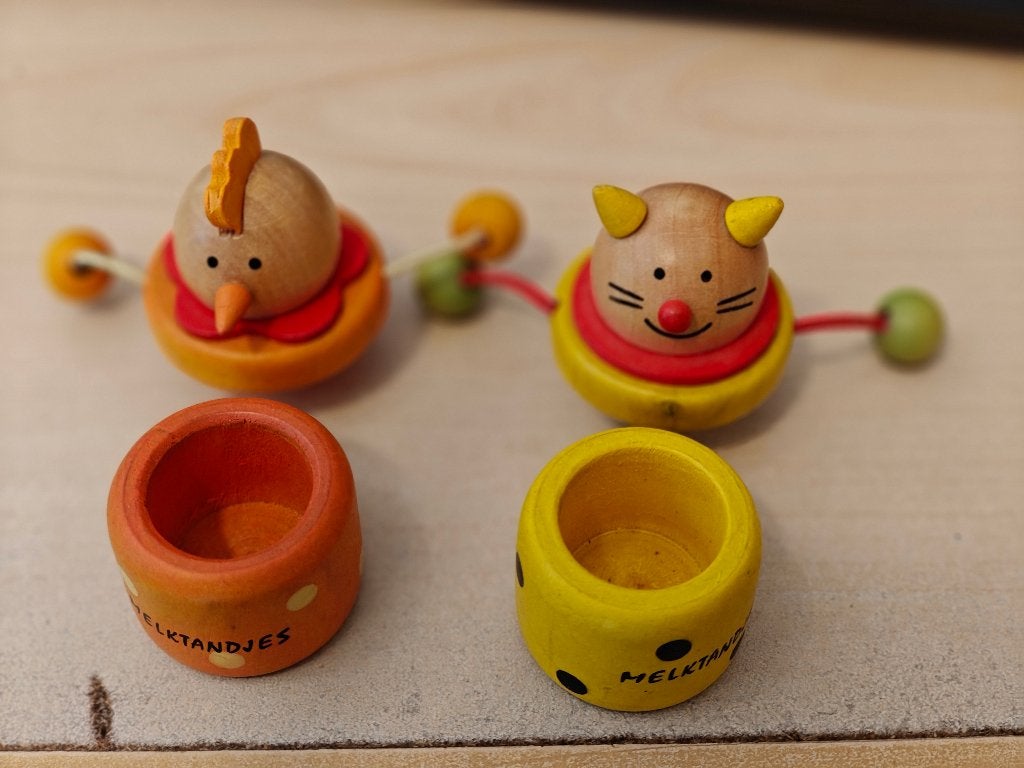 Set van 2 melktanddoosjes „melktandjes”, Ophalen of Verzenden, Zo goed als nieuw