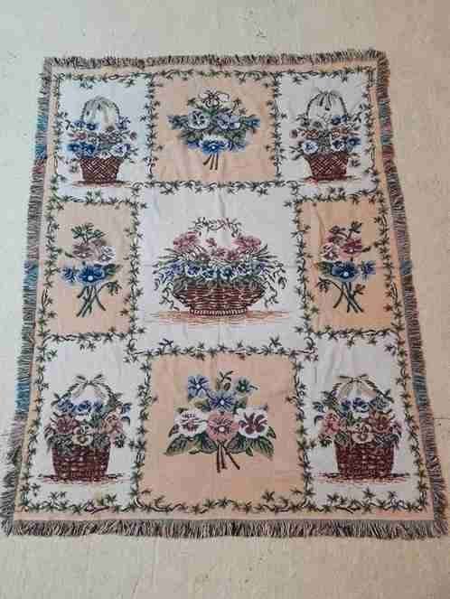 Foulard plaid soepel kleed bloemen mandjes 154/119 cm, Ophalen of Verzenden, Gebruikt