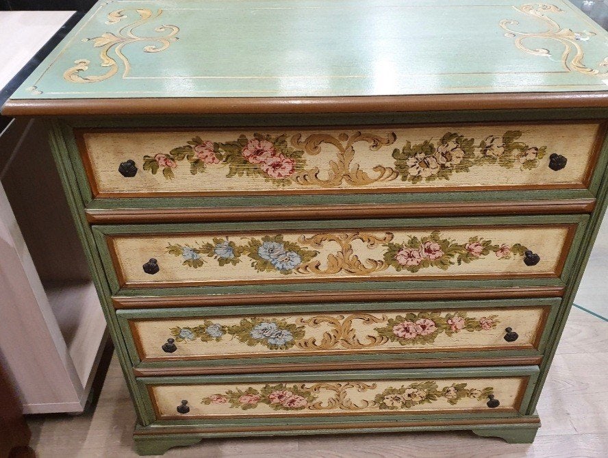 originele ladekast met de hand beschilderd made in Italië, Antiek en Kunst, Ophalen
