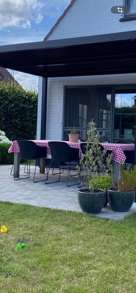 8 zwarte tuinstoelen, Tuin en Terras, Overkappingen, Ophalen, Zo goed als nieuw