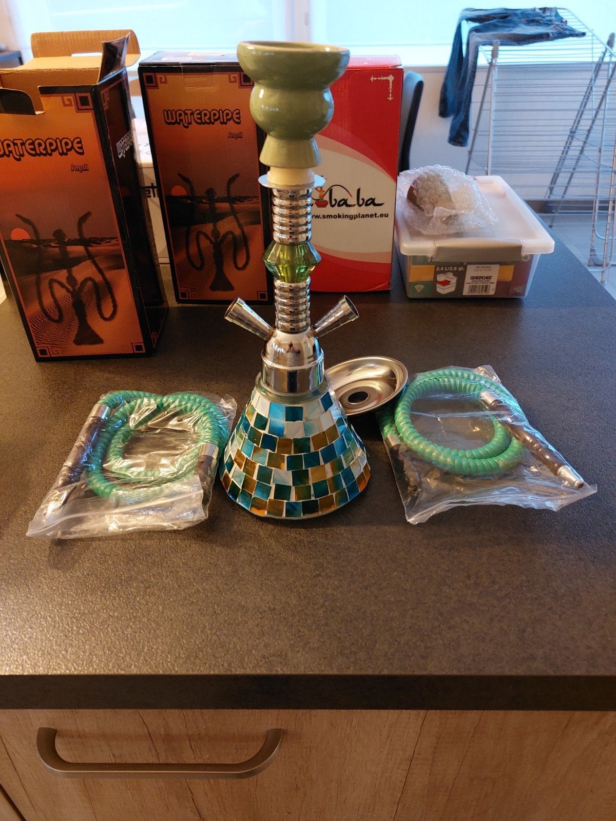 Waterpijp / shisha 3 stuks, Verzamelen, Rookartikelen, Aanstekers en Luciferdoosjes, Ophalen, Zo goed als nieuw, (Water)pijp