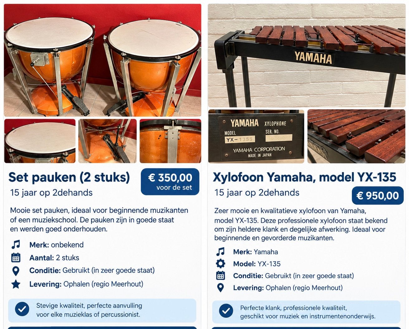 Xylofoon- pauken, Musique & Instruments, Enlèvement, Utilisé