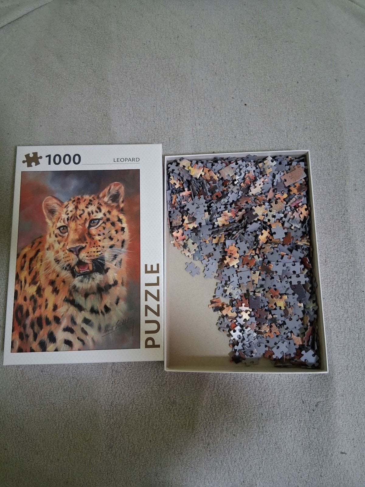 Luipaard puzzel 1000 stukjes – 47 x 66 cm, Hobby en Vrije tijd, Ophalen of Verzenden, 500 t/m 1500 stukjes, Zo goed als nieuw