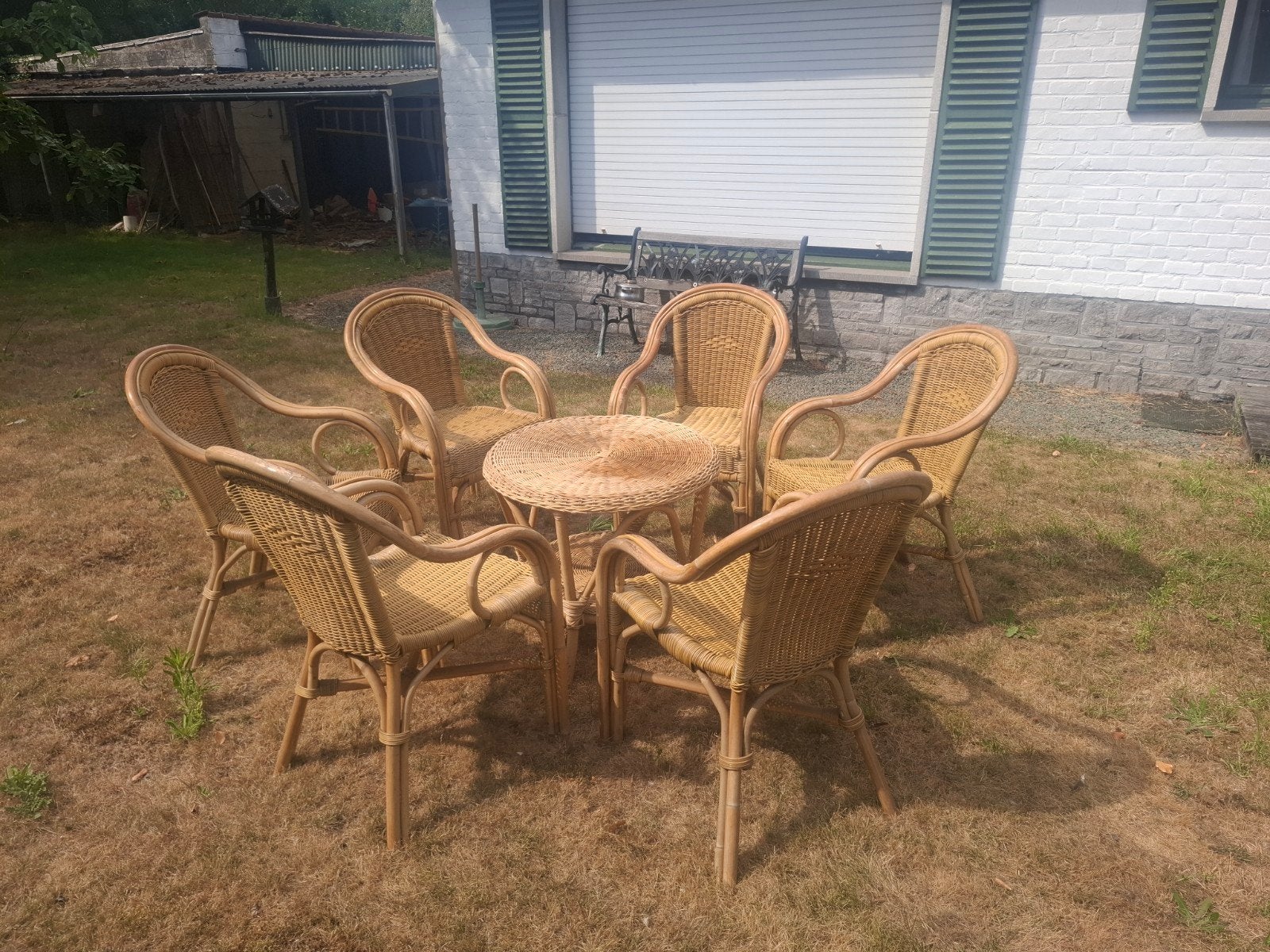 rieten tuinset 6 pers, Ophalen, Tuinset