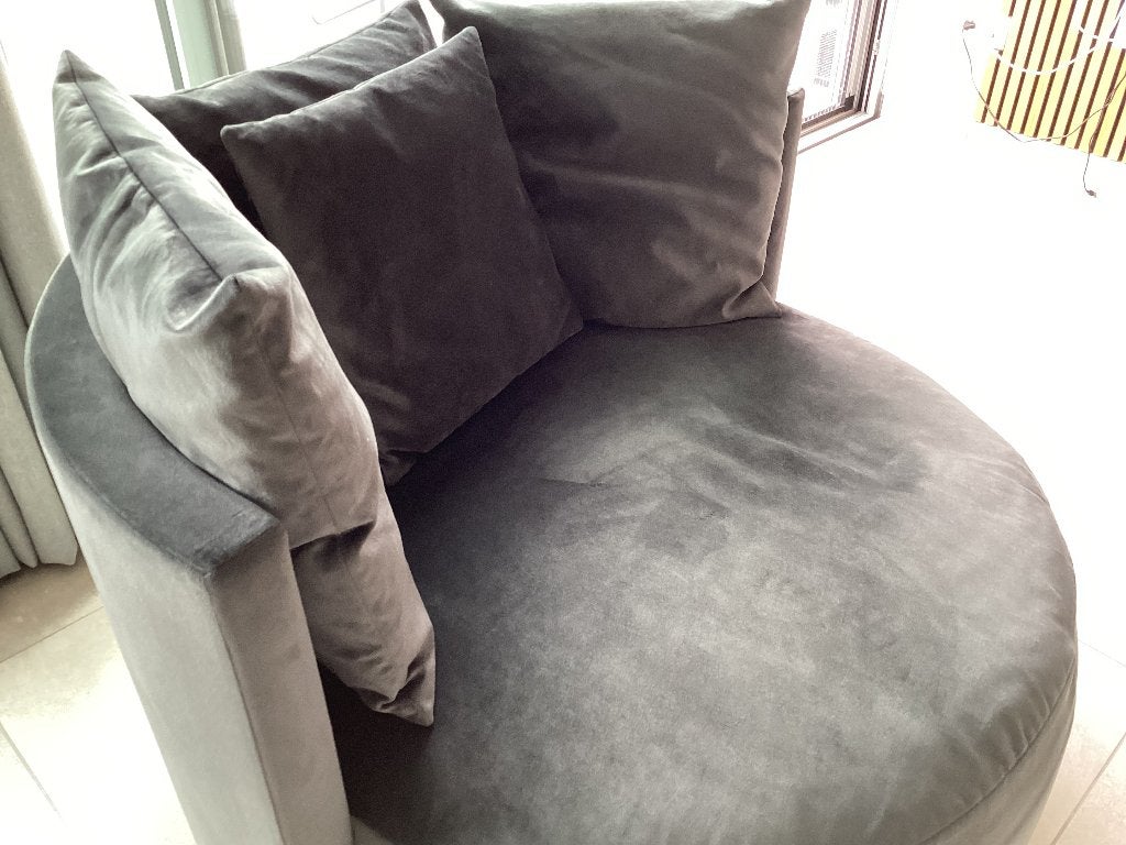 Moderne ronde designfauteuil, Huis en Inrichting, Zetels | Zetels, Ophalen, Gebruikt, Hoekbank, Minder dan 150 cm