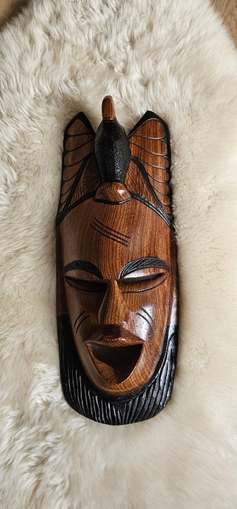 Ritueel houten masker, zgst, zwaar masker, vol hout, Ophalen