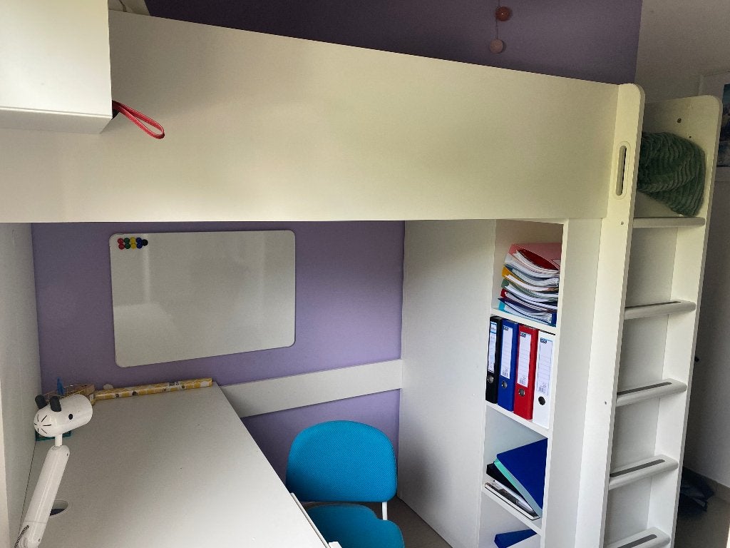 Hoogslaper met bureau en kleerkast, 100 cm, 210 cm, Une personne, 180 à 200 cm