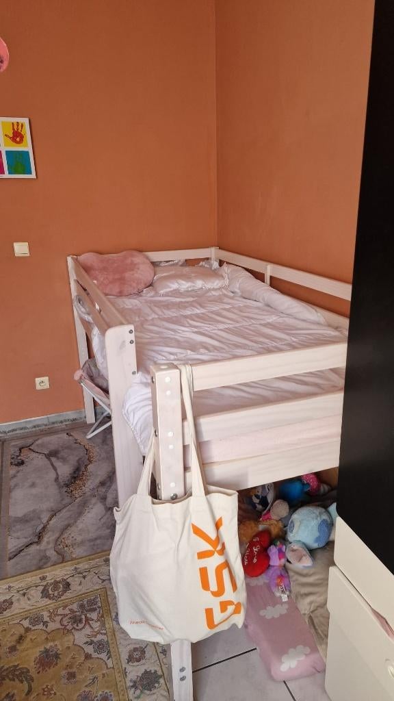 Lit enfant surélevé + espace jeu / rangement – Très bon état, Enlèvement, 85 à 100 cm, Lit mezzanine ou Lit superposé, 180 cm ou plus