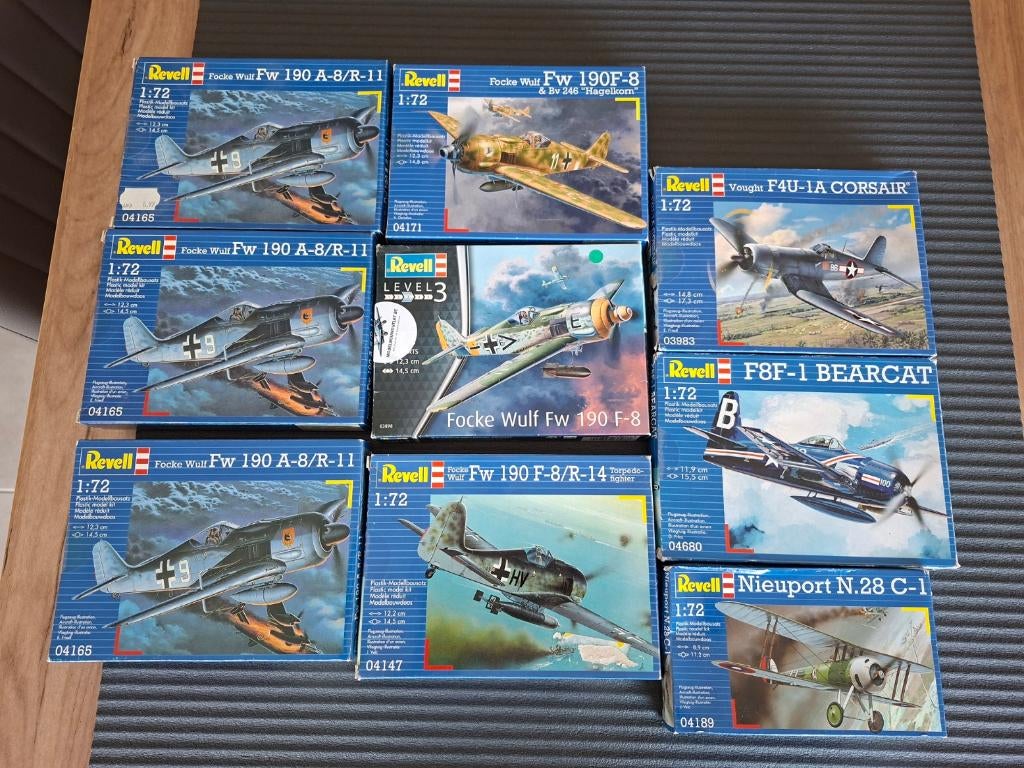 Lot Revell WWII Vliegtuigen 1/72 (9 stuks), 1:72 tot 1:144, Revell, Nieuw, Ophalen of Verzenden