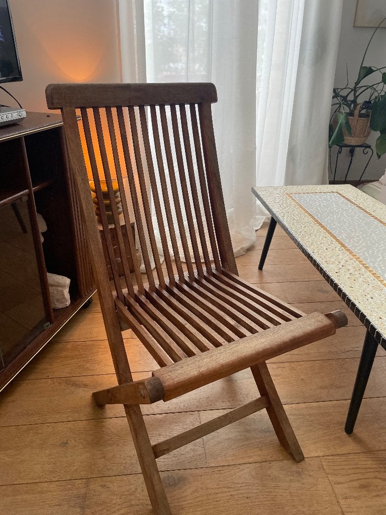 1 chaise de jardin 100 % teck, Jardin & Terrasse, Chaises de jardin, Enlèvement ou Envoi, Comme neuf, Bois de teck, Pliant