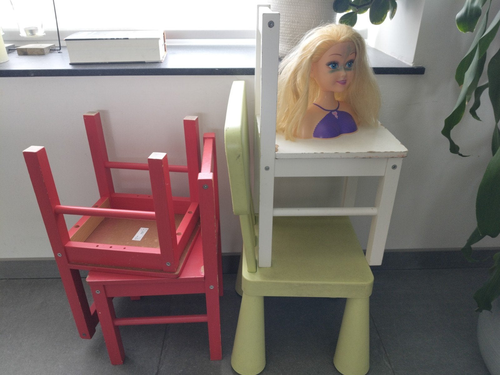 set 4 kinderstoelen ikea (incl. gratis pop), Kinderen en Baby's, Ophalen, Gebruikt, Stoel(en)