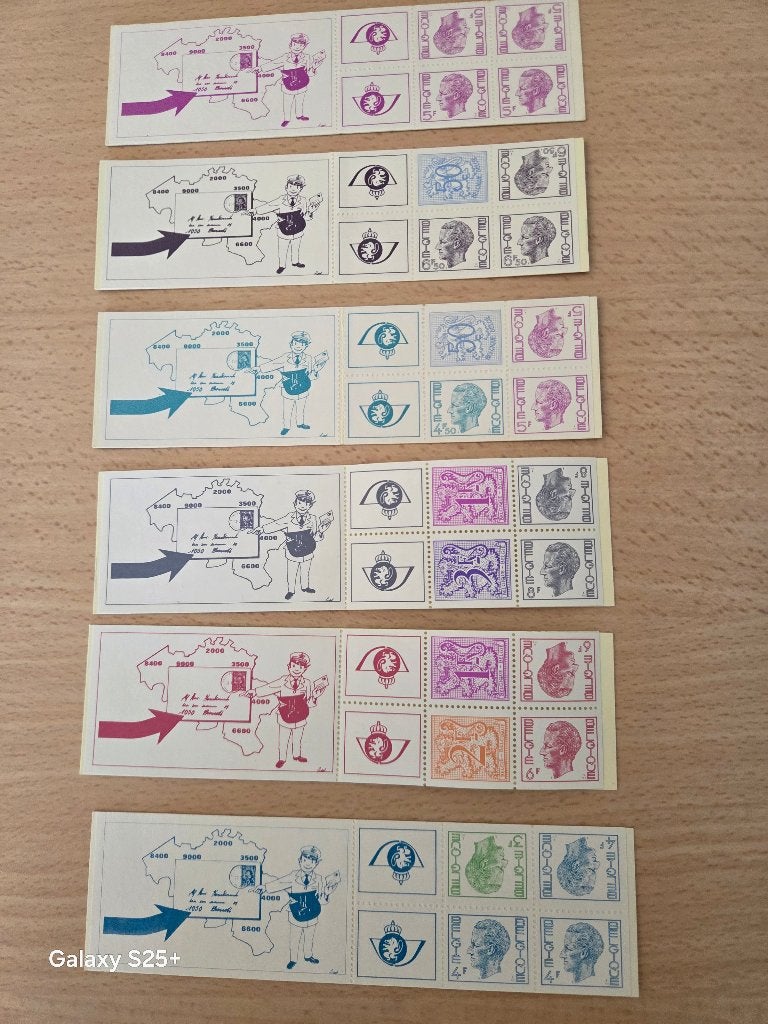 Set van 6 notitieboekjes in nieuw en nikkelstaat, Ophalen, Met stempel, Frankeerzegel, Postfris