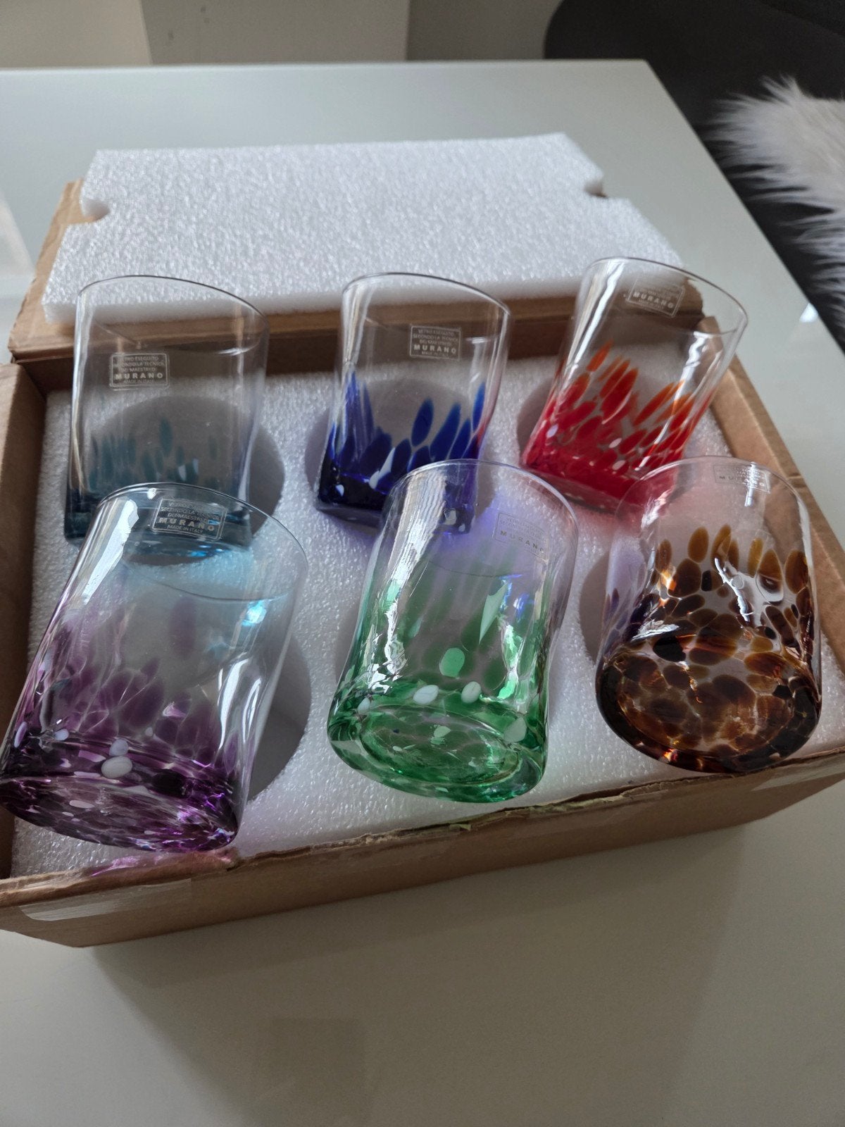 MURANO Nieuwe drink glazen 6 stuks, Ophalen