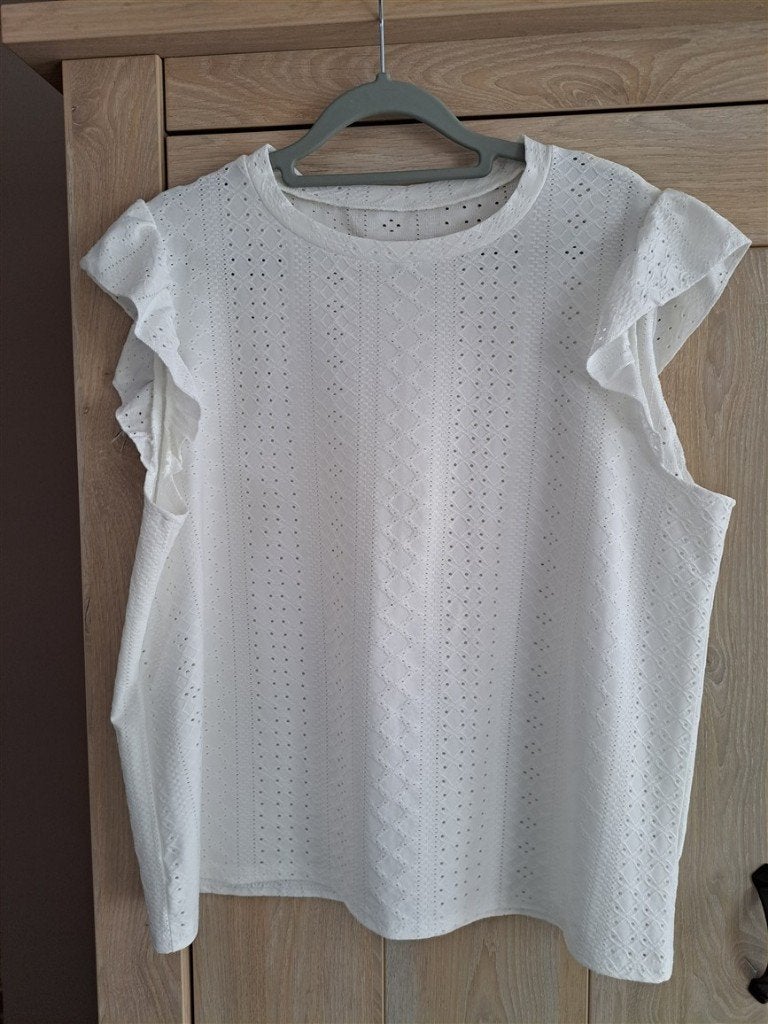 Top/chemise blanc sans manches et à froncements, Taille 46/48 (XL) ou plus grande, Enlèvement ou Envoi, Blanc, Shein
