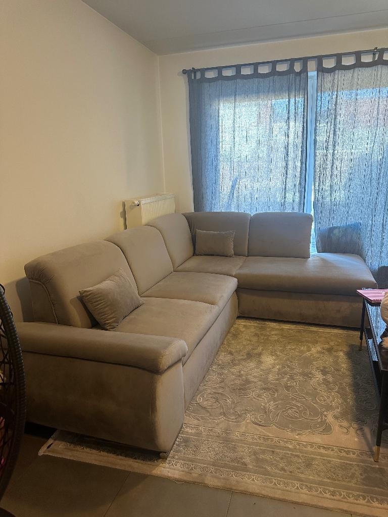 Moderne hoekbank met slaapfunctie en opbergruimte, Enlèvement, Comme neuf, Autres matériaux