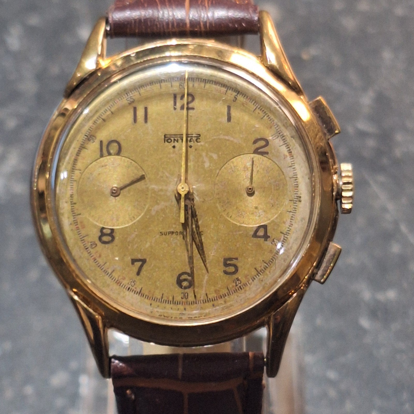 Vintage Pontiac Chronographe horloge, Handtassen en Accessoires, Overige merken, Overige materialen, Polshorloge, 1930 tot 1960