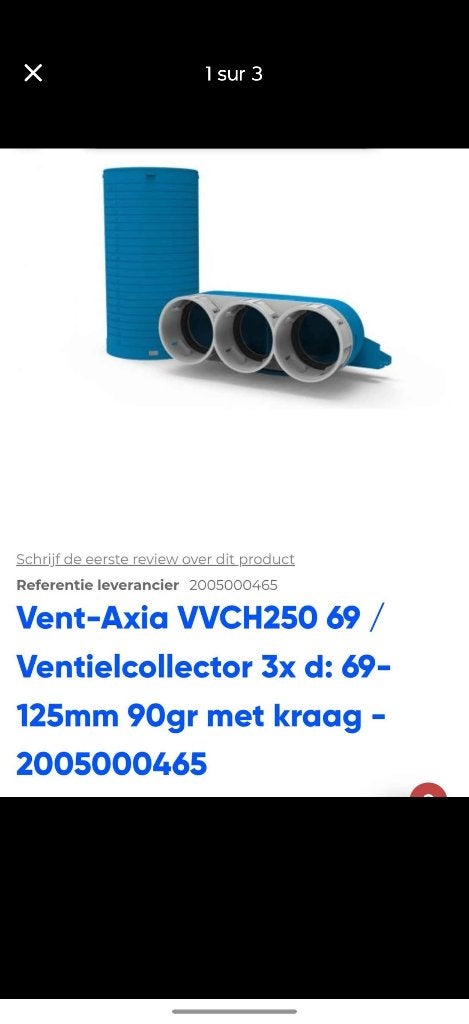 Collecteur VENT-Axia VVCH 250 69, Bricolage & Construction, Enlèvement ou Envoi, Neuf, Extracteur