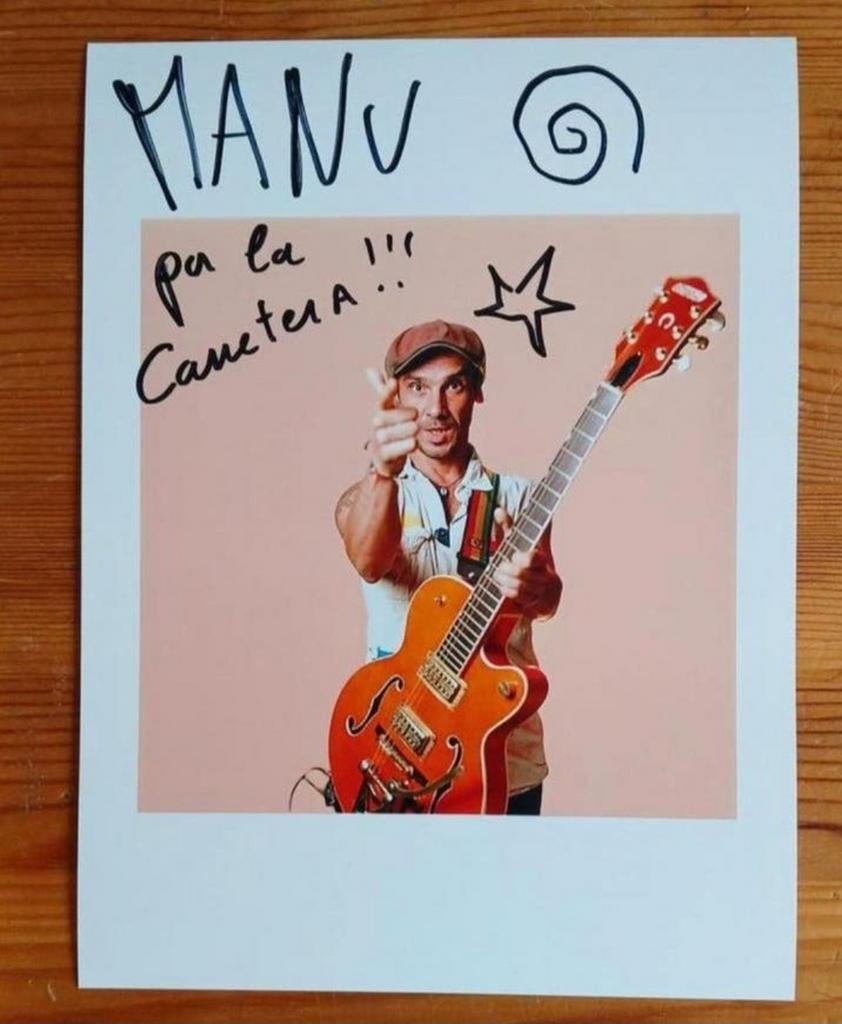 Gesigneerde foto van Manu Chao., Envoi, Signé