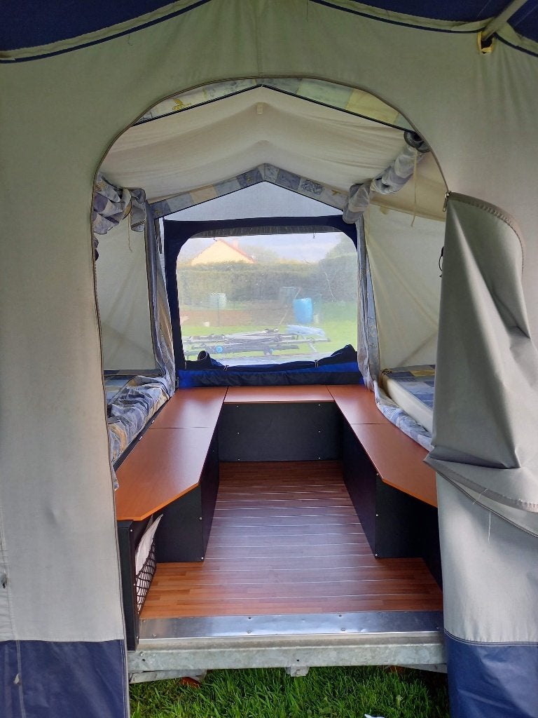 Caravane pliante Trigano Jasmin, Caravanes & Camping, Jusqu'à 6, Enlèvement, Bleu, Trigano