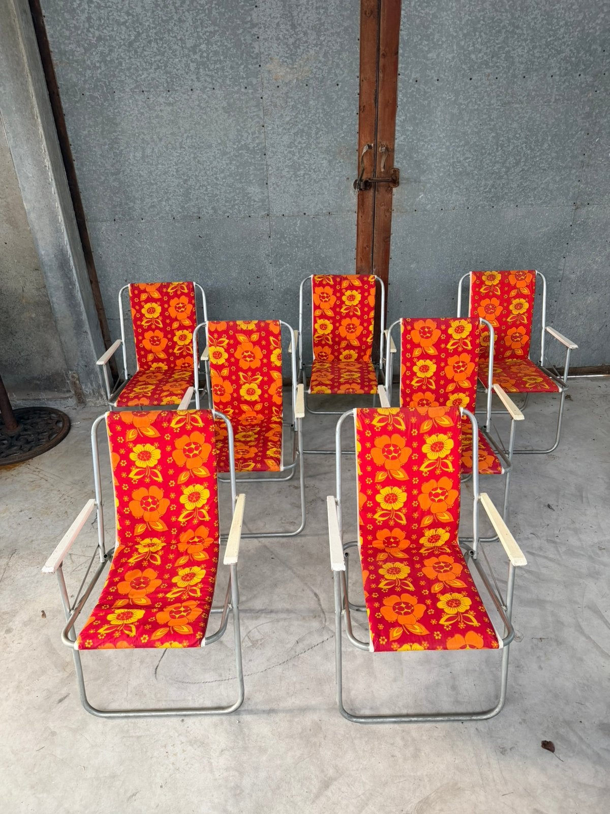 Set van 7 vintage kampeerstoelen, Ophalen
