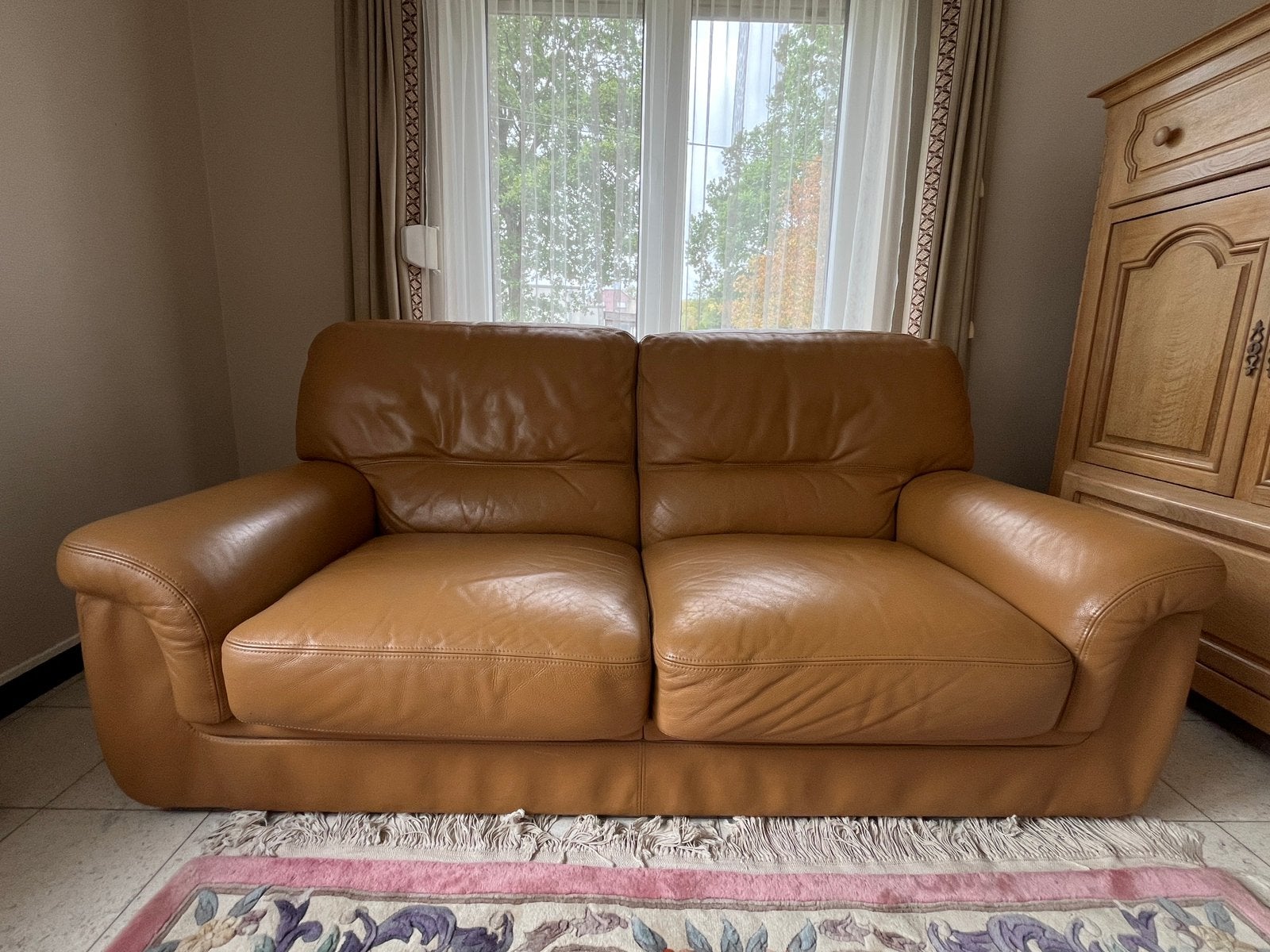 Canapé + 1 fauteuil en cuir, Ophalen, Gebruikt