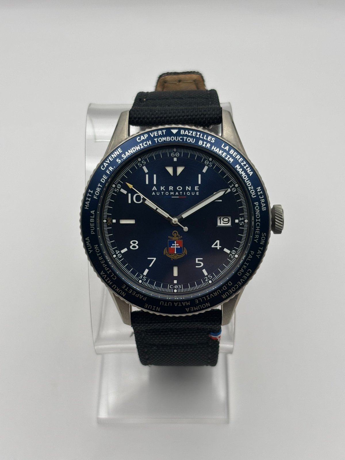 Akrone C-03 9e BIMA – Édt limitée Marine Nationale – 41 mm, Enlèvement ou Envoi, Comme neuf, Montre-bracelet
