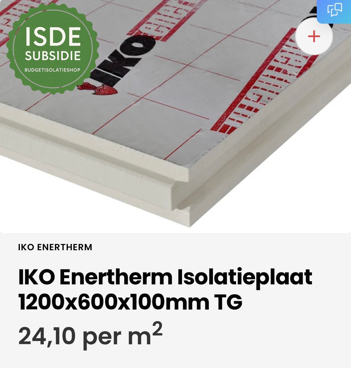 Nieuwe iko isolatieplaten tand groef 10cm dik, Doe-het-zelf en Bouw, Ophalen, Zo goed als nieuw