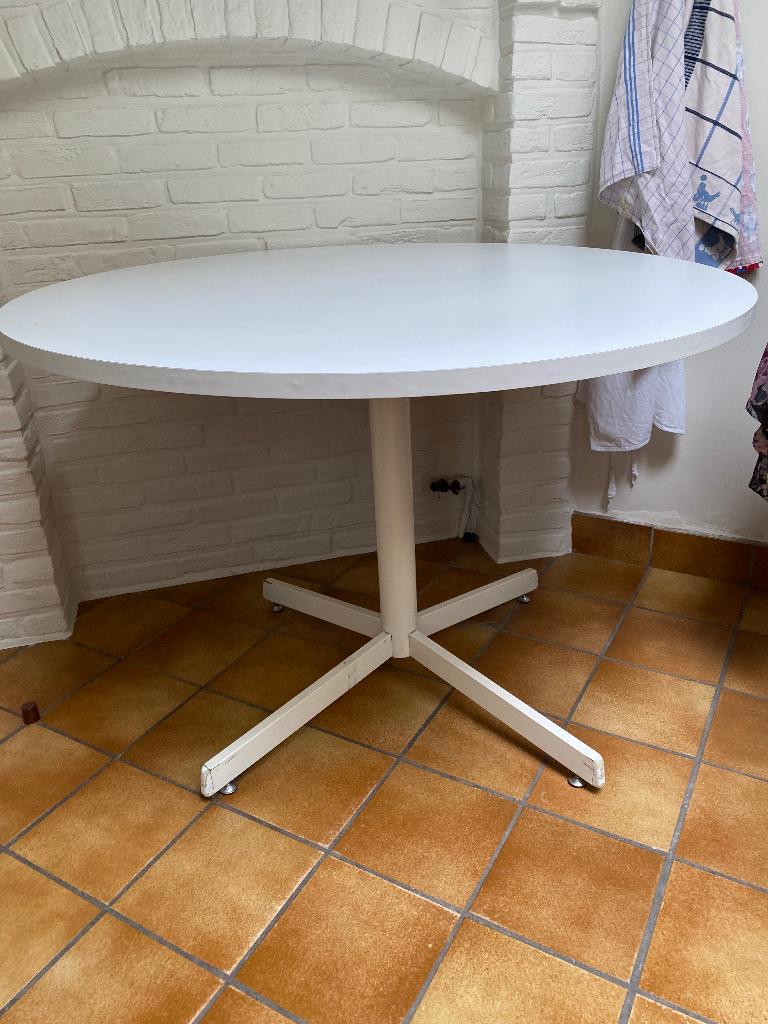 Ronde keukentafel wit, Huis en Inrichting, Tafels | Eettafels, Ophalen, Gebruikt, Wit, Rond