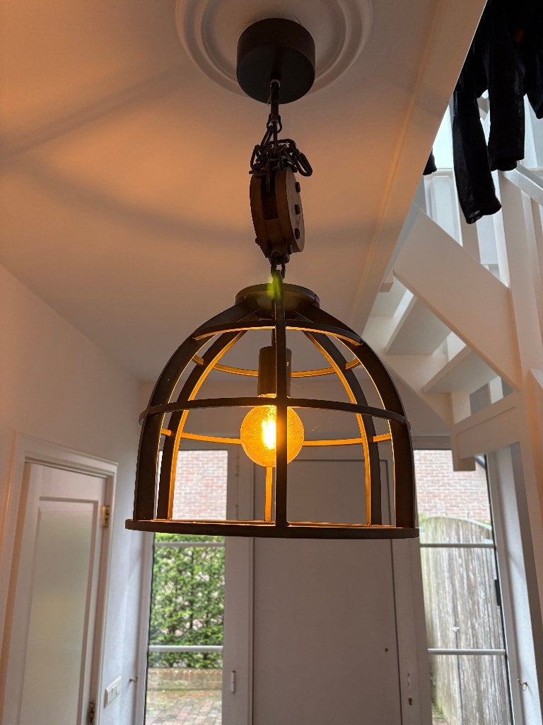 Stoere industriële hanglampen – 33 cm & 57 cm doorsnede, Ophalen, Gebruikt, Metaal, E27 (groot)