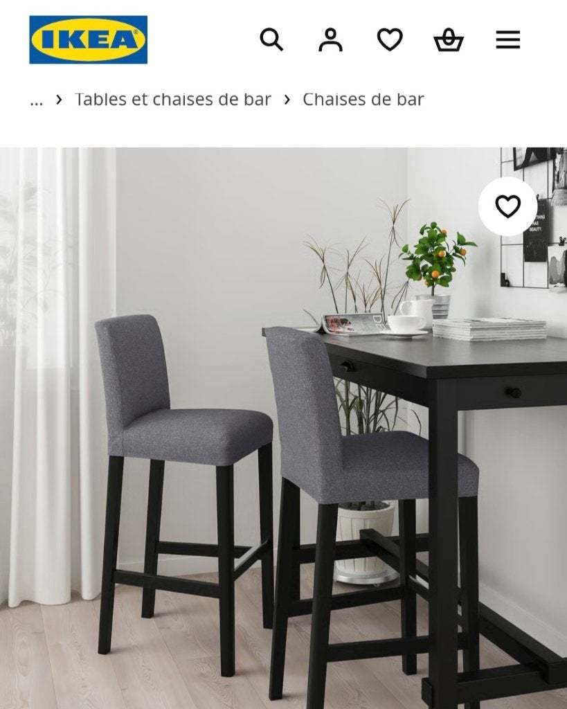 Lot de 2 chaises de bar Bergmund IKEA, Maison & Meubles, Avec repose-pieds, 2 tabourets, Comme neuf, Enlèvement