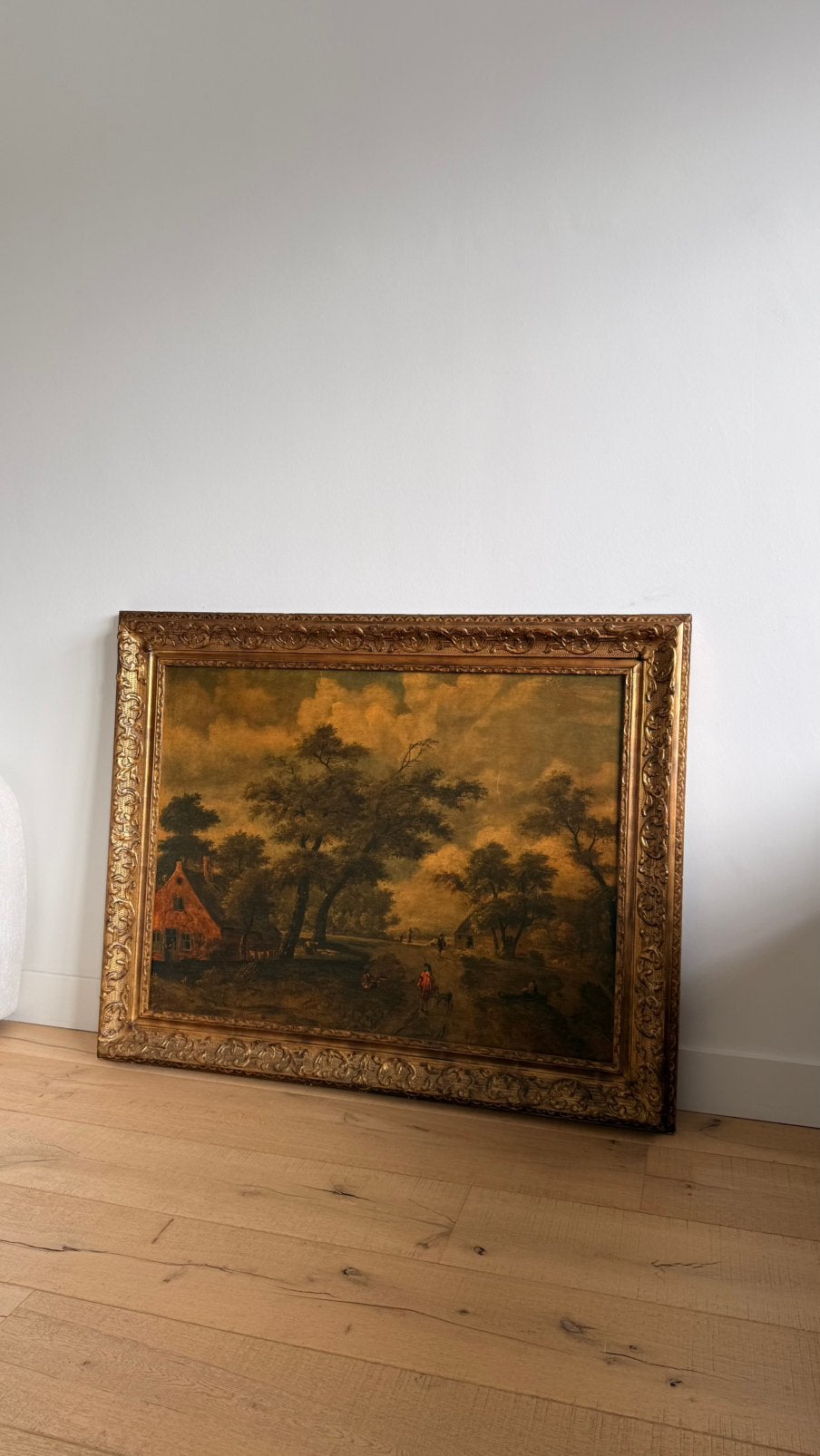 Groot oud landschapsschilderij – Ch. Van Dommelen Antwerpen, Ophalen, Overige onderwerpen, Art nouveau, Handgemaakt