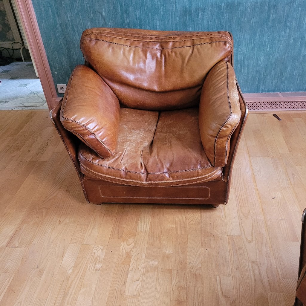 Fauteuil, Huis en Inrichting, Ophalen, Gebruikt, 75 tot 100 cm, Leer