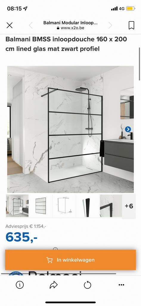 Inloopdouche 190x200, Huis en Inrichting, Ophalen, Zo goed als nieuw